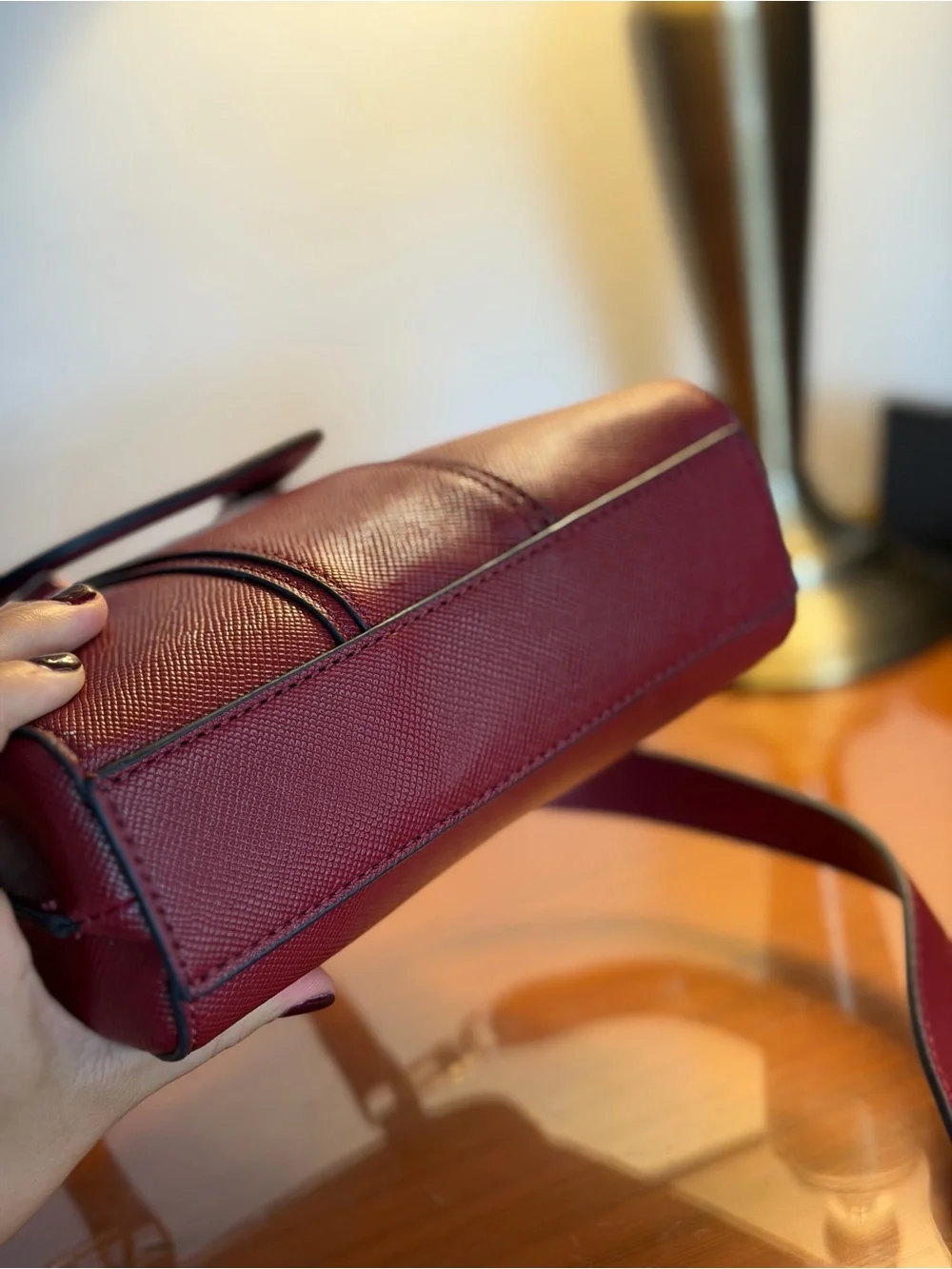 GUESS Burgundy Mini Satchel Crossbody Bag with Adjustable Strap
